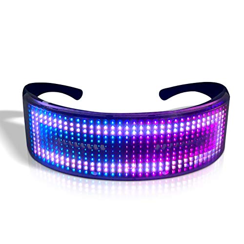 LED Glasses, Bluetooth Light up Glasses for Adults-Display Messages, Animation, DIY Drawings, Equalizer