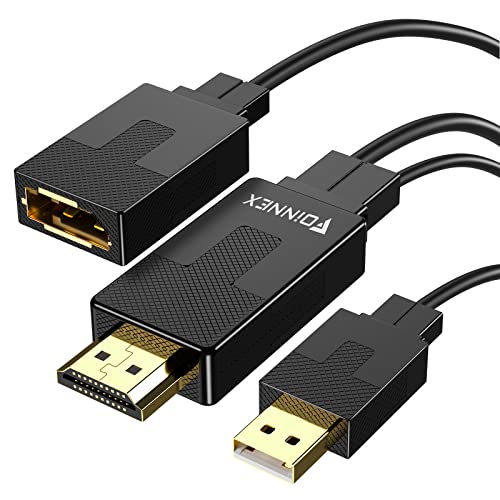 FOINNEX HDMI to DisplayPort Adapter, Not Bidirectional HDMI to Display Port, only from HDMI Output to DP Input 4K@60Hz HDMI Male to Display Port Female Converter for Computer, Monitor, PS4, Xbox, NS