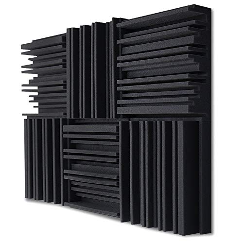 TroyStudio Acoustic Studio Absorption Foam Panel, 12 X 12 X 2 inches Pack of 6, Broadband Sound Absorber, Periodic Groove Structure Sound Absorbing Foam, Thick Dense 3D Decorative Wall Panels