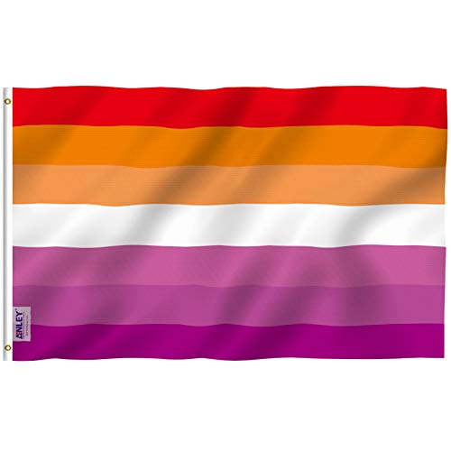 Anley Fly Breeze 3x5 Feet Sunset Lesbian Pride Flag - Vivid Color and Fade Proof - Canvas Header and Double Stitched - Sunset Pride with Brass Grommets 3 X 5 Ft