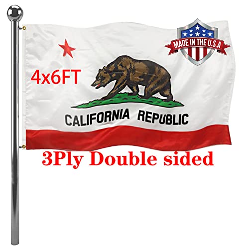 Jayus Double Sided California Republic Sates Flags 4x6 Outdoor- Vivid Colors 3Ply Cali CA Bear Flags Banners- Heavy Duty 100% Polyester with 2 Brass Grommets