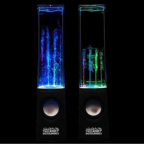 DE Dancing Water Speakers, Multi Color Illumination, Great for Christmas Parties, Desktop Space, Works with iPad, iPod, iPhone, Android Smart Phone, Tablet, MP3 Player, Computer PC and Mac