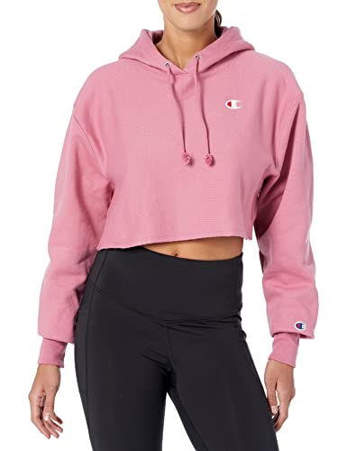 Champion Women's Reverse Weave Cropped Cut-Off Hoodie, Left Chest C