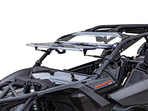 SuperATV Scratch Resistant Flip Windshield for Can-Am Maverick X3 (See Fitment) | 1/4' Thick Polycarbonate that is 250x Stronger than Glass | USA Made