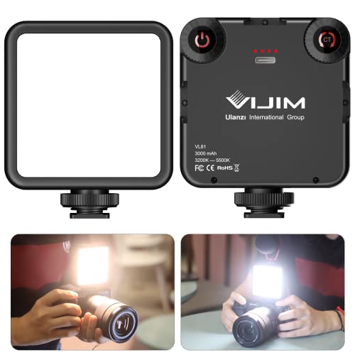 VL-81 LED Video Light w Softbox, Portable Light for Photography Cold Shoe On-Camera Video Lights CRI95+ 3200K-5600K Bi-Color 3000mAh Rechargeable Dimmable Vlog Light for DSLR Camera Camcorder Gopro