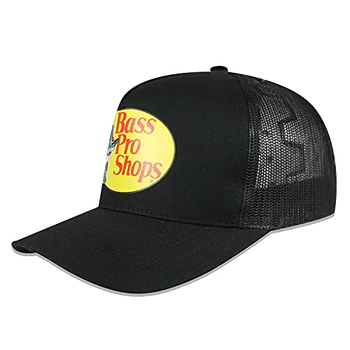 Bass Pro Shop Men's Trucker Hat Mesh Cap - One Size Fits All Snapback Closure - Great for Hunting & Fishing (Black)