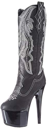 Ellie Shoes Women 709-Dallas Knee High Cowboy Stiletto Platform Boot, Black, 11 M US
