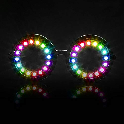 GloFX Pixel Pro LED Glasses [350+ Epic Modes] - Programmable Rechargeable Light Up EDM Festival Rave Party Sunglasses