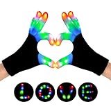 SIPU LED Gloves, Light Up Gloves Finger Lights 3 Colors 6 Modes Flashing LED Warm Gloves Colorful Flashing Gloves Kids Toys for Christmas Halloween Party Favors,Gifts (adult-1pair)