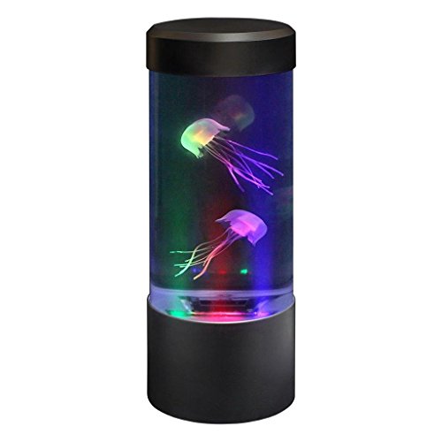 Lightahead LED Mini Desktop Jellyfish Lamp with Color Changing Light Effects. A Sensory Synthetic Jelly Fish Tank Aquarium Mood Lamp. Excellent Gift