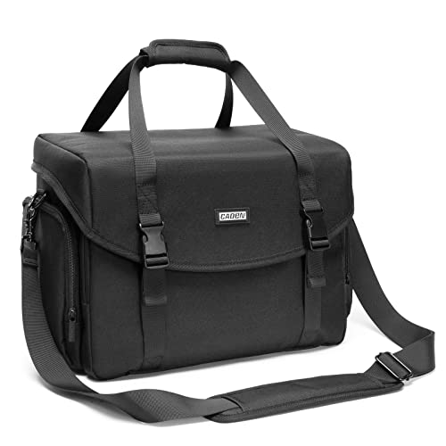 CADeN Camera Bag Case Shoulder Messenger Bag with Tripod Holder Compatible for Nikon, Canon, Sony, DSLR SLR Mirrorless Cameras Waterproof (2.0 Black, Large)