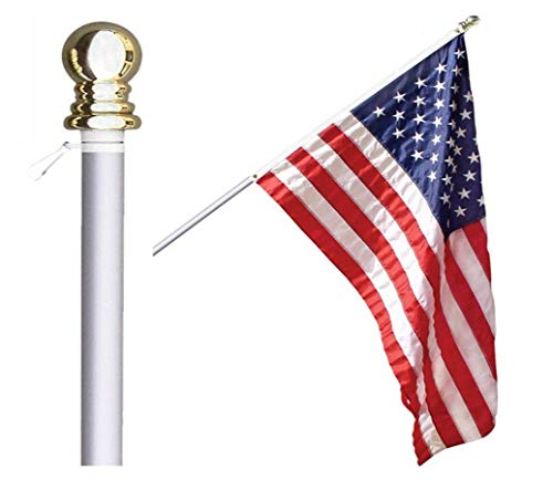 Grace Alley Flag Pole: 6 Foot Tangle Free Spinning Flag Pole. Residential or Commercial Flag Pole. Wind Resistant/Rust Free. (Silver)