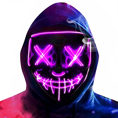 Heytech Halloween Mask Purge LED Mask for Festival Halloween Scary Party,Costume Cosplay ,Gifts (purple)