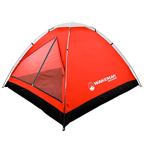 2-Person Tent, Water Resistant Dome Tent for Camping with Removable Rain Fly and Carry Bag, Lost River 2 Person Tent by Wakeman Outdoors (Red)