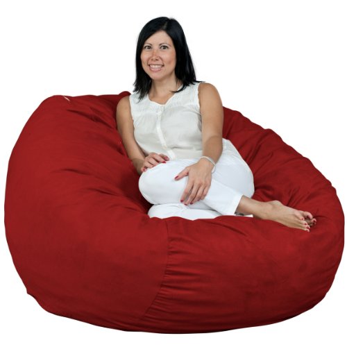FUGU Bean Bag Chair for Adults, Large 4 Foot Foam Filled Beanbag Includes Protective Liner Plus Removable Machine Wash Cinnabar Cover.
