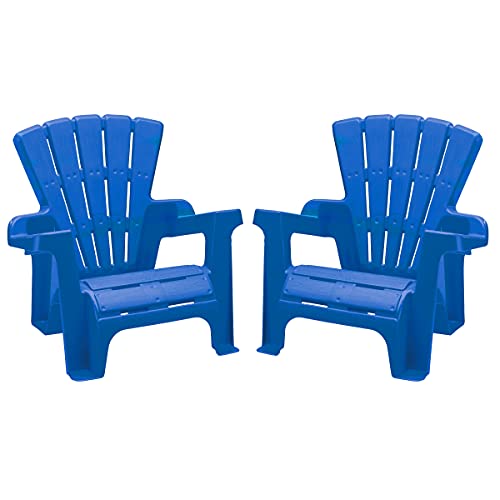 American Plastic Toys Kids’ Adirondack (Pack of 2), Outdoor, Indoor, Beach, Backyard, Lawn, Stackable Lightweight, Portable, Wide Armrests, Comfortable Lounge Chairs for Children, Blue (2pk)