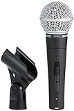 Shure SM58 Cardioid Dynamic Vocal Microphone with On/Off Switch, Pneumatic Shock Mount, Spherical Mesh Grille with Built-in Pop Filter, A25D Mic Clip, Storage Bag, 3-pin XLR Connector (SM58S)