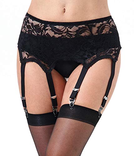 Lace Garter Belts/Sexy Mesh Suspender Belt with Six Straps Metal Clip for Women's Stockings/Lingerie (Garter Belt Sold Only)