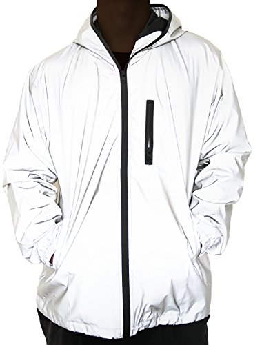 fangfei Reflective Coat Hooded Windbreaker Fashion Runing Pocket Jacket