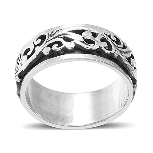 Shop LC Moon Star Spinner Ring for Women - Spinning Anxiety Rings for Men - Wedding Band 925 Sterling Silver Rings Platinum Plated Statement Jewelry Stress Relief Graduation Gifts