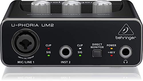 Behringer U-PHORIA UM2 Audiophile 2x2 USB Audio Interface with XENYX Mic Preamplifier