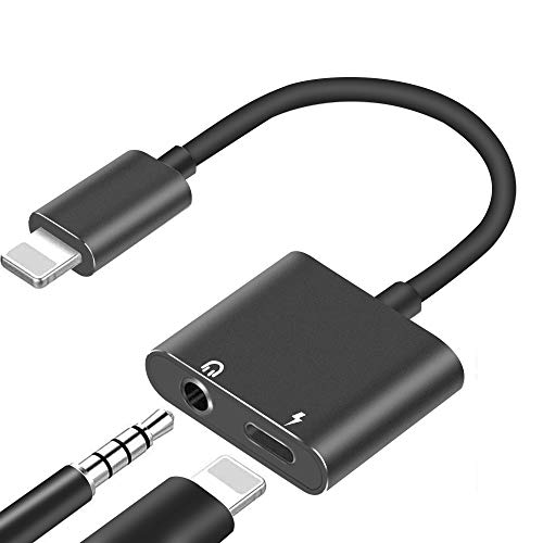 [Apple MFi Certified] Lightning to 3.5mm Headphone Adapter for iPhone, 2 in 1 Headphone Audio Splitter, Adapter AUX Connector Charger Cable Replacement for iPhone 13/12/SE/XR/XS/X/8/7/7 Plus(Black)