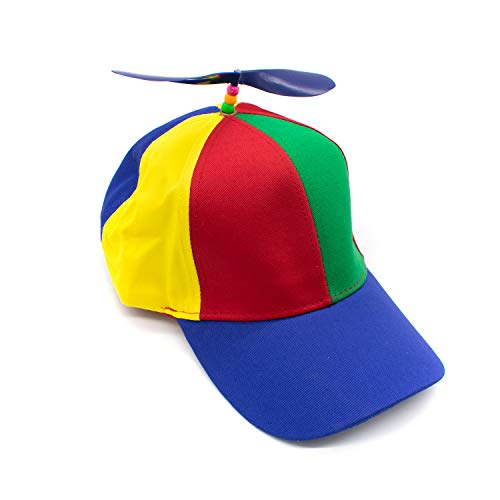 AUEAR, 1 Pack Detachable Adult Propeller Hat Baseball Cap Rainbow Top Hat Brightly Rainbow Color Blue Brim