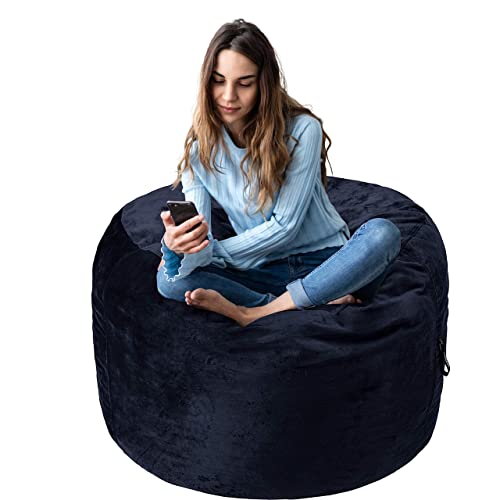 Amazon Basics Memory Foam Filled Bean Bag Chair with Microfiber Cover - 3', Blue