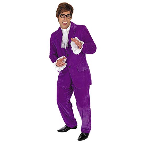 fun shack Purple 60s Swinger Costume, Groovy Costumes For Men, 60s Costume For Men, Movie Halloween Costumes For men, Medium