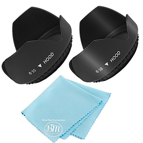 55mm and 58mm Digital Tulip Flower Lens Hood for Nikon D3500, D5600, D3400 DSLR Camera with Nikon 18-55mm f/3.5-5.6G VR AF-P DX and Nikon 70-300mm f/4.5-6.3G ED