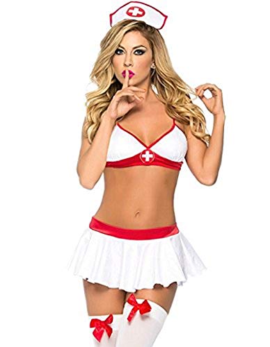 Batedan Naughty Nurse Uniform Sling Sheer Lingerie Set Halloween Dress Socks