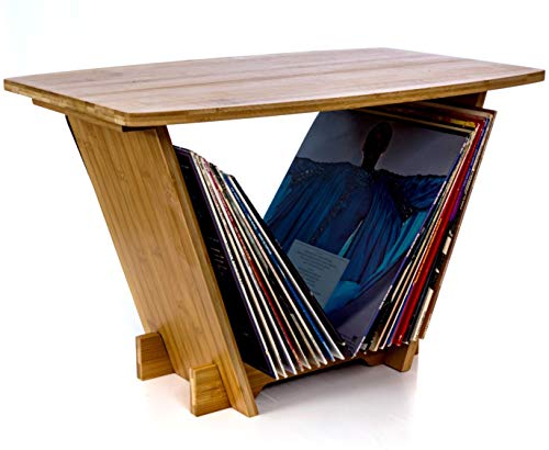 Vinyl Records Holder Turntable Stand - Record Player Display and Lp Album Storage Rack Organizer. Space Saving Solution for your Collection. Contemporary Table Station will blend nicely with any Decor
