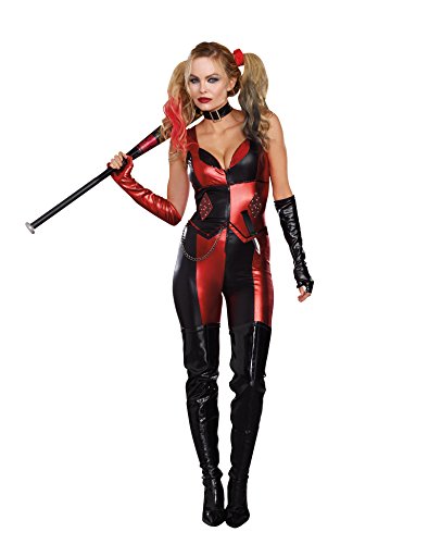 Dreamgirl Women's Harlequin Blaster Costume, Black/Red, Small