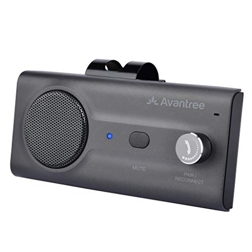 Avantree CK11 Hands Free Bluetooth 5.0 Car Kits, 3W Loud Speakerphone, Support Siri Google Assistant & Motion Auto On Off, Volume Knob, Wireless in Car Handsfree Speaker with Visor Clip - Titannium