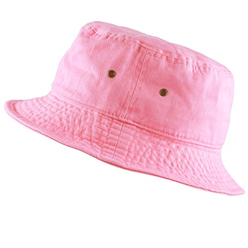 The Hat Depot 300N Unisex 100% Cotton Packable Summer Travel Bucket Hat (S/M, Pink)