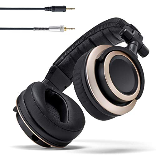 Status Audio CB-1 Closed Back Studio Monitor Headphones with 50mm Drivers - for Music Production, Mixing, Mastering and Audiophile Use (Black & Gold)
