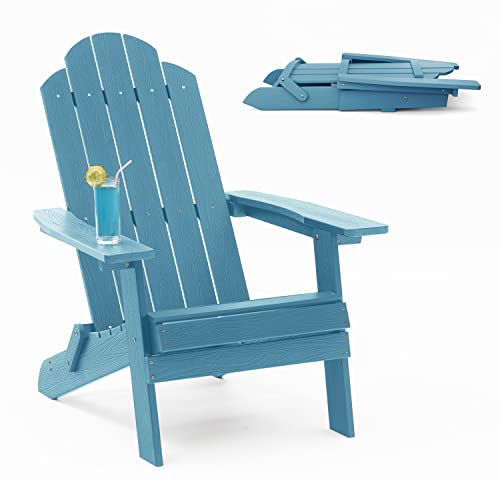 Folding Adirondack Chair Weather Resistant Plastic Fire Pit Chairs Adorondic Plastic Outdoor Chairs for Firepit Area Seating Lifetime