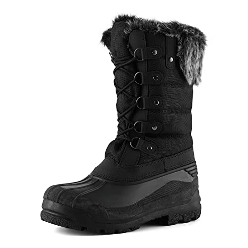 mysoft Women's Snow Boots Warm Insulated Faux Fur Lined Waterproof Mid-Calf Winter Boots
