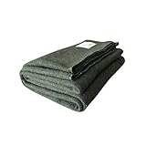 Woolly Mammoth Woolen Co. | Extra Large Merino Wool Camp Blanket | Perfect Outdoor Gear | Bedroll for Bushcraft, Camping, Trekking, Hiking, Survival, or Throw Blanket at the Cabin (Hunter Green)