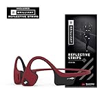 AfterShokz Air Open-Ear Wireless Bone Conduction Headphones with Brilliant Reflective Strips, Canyon Red, AS650CR-BR
