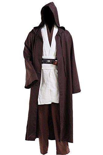Cosplaysky Adult Outfit for Jedi Costume Halloween Robe Tunic Hooded Uniform