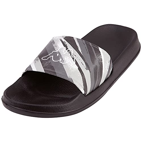 Kappa Men's Slide Sport Sandal, Black White, 4
