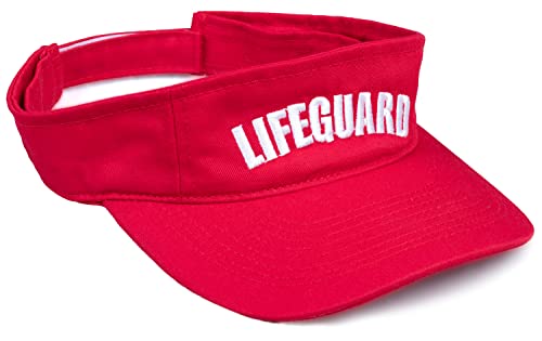Ann Arbor T-shirt Co. Lifeguard Visor | Professional Guard Hat Red Sun Cap Men Women Costume Uniform