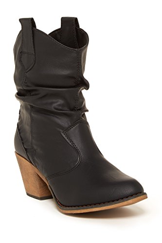 Charles Albert Women's Modern Western Cowboy Distressed Boot with Pull-Up Tabs in Black Size: 6