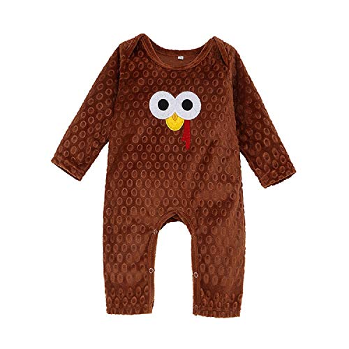 Newborn Baby Girl Boy Halloween Cosplay Cartoon Clothes Fox Coat Fur Bodysuit Jumpsuit Hooded Playsuit Romper Overall Outfit (Coffee, 0-3 Months)