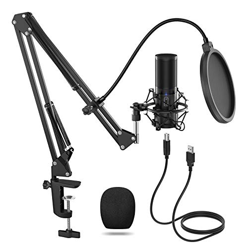 TONOR USB Microphone Kit, Streaming Podcast PC Cardioid Condenser Computer Mic for Gaming, YouTube Video, Recording Music, Voice Over, Studio Mic Bundle with Adjustment Arm Stand(Q9)