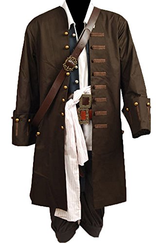 CosplaySky Halloween Pirate Costume Pirates of The Caribbean Jack Sparrow Outfit Small