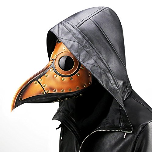 duduta PU Leather Plague Doctor Mask, Scary Halloween Mask Costume Props