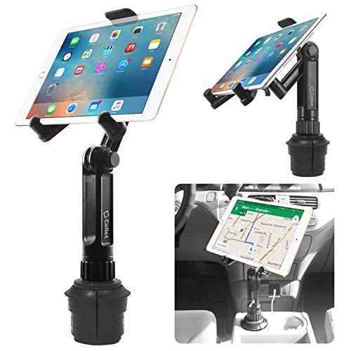 Cup Holder Tablet Mount, Tablet Car Cradle Holder Made by Cellet Compatible for 2022 iPad Pro New Air iPad Mini Samsung Galaxy Tab S8 S7 S6 Lite S5e A7 Amazon Fire 7 HD 10 9 Microsoft Surface Go2