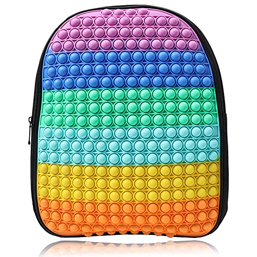 Fidget Backpack,Pop-On-It Backpack,Fidget School Book Bags For Kids,Fidget Backpacks For Teenagers Adjustable Shoulder Strap (Rainbow)